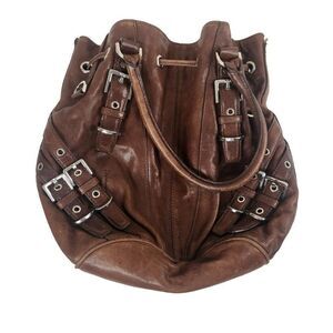 MICHAEL KORS Milo Distressed Leather Large Bucket Handbag Purse Tote